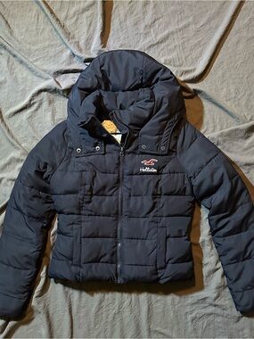 Hollister Black Quilted Kids Puffer Jacket with Hood